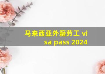 马来西亚外籍劳工 visa pass 2024